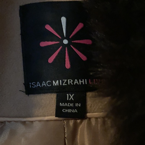 Cute and stylish camel with brown accents pea coat. Essentially new. - Picture 2 of 2